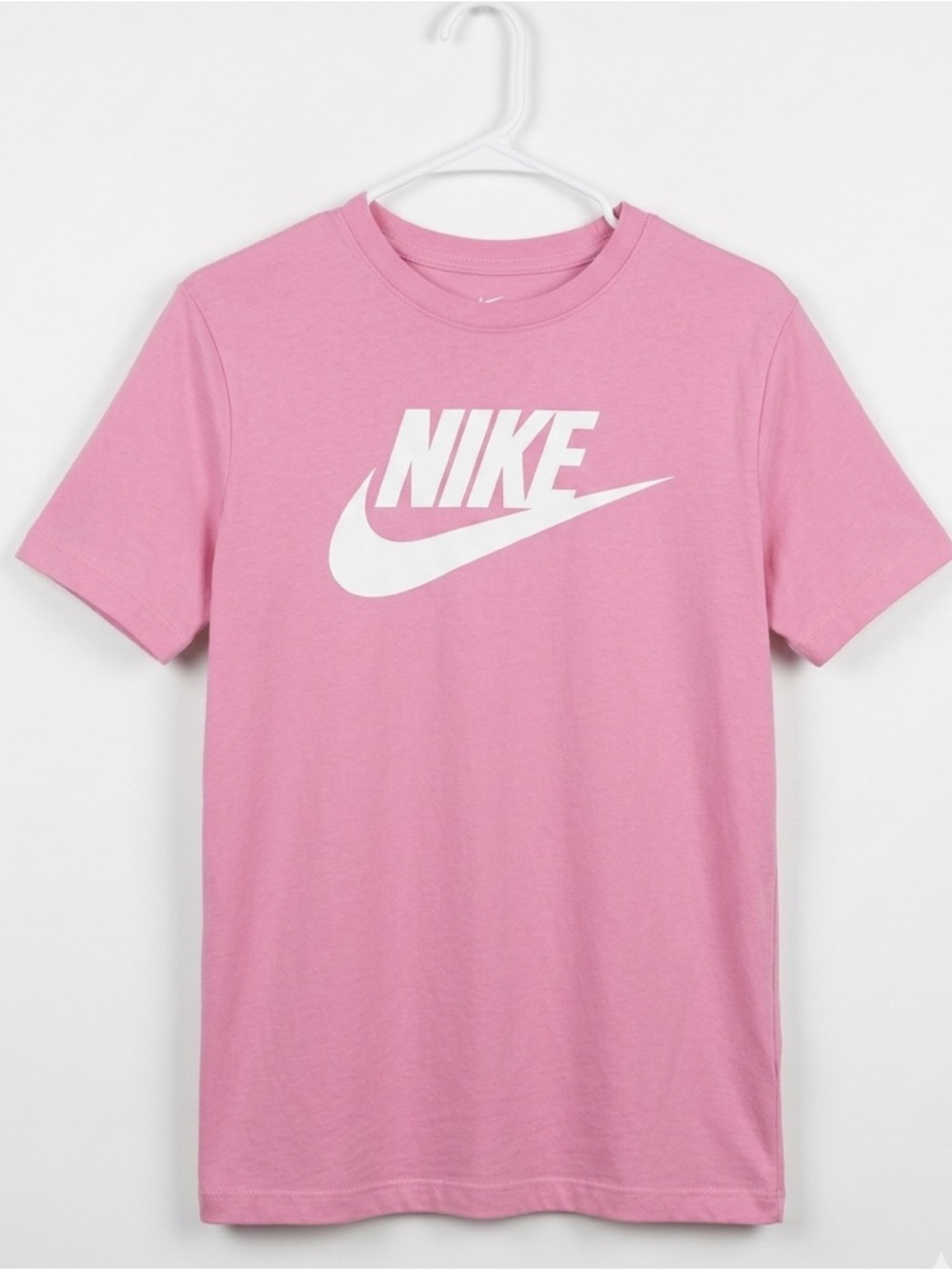 Nike Sportswear Essential Futura Logo Tee - Pink / White - Women's Size Medium